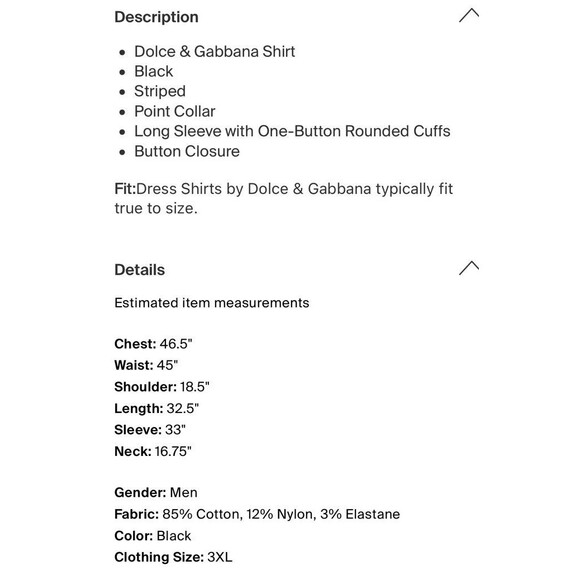 BIG & TALL Dolce & Gabbana Gold Button Up Dress Shirt 17.5” EU 44 - Picture 4 of 10